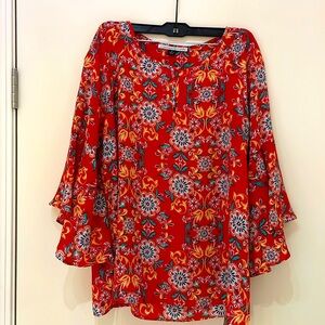 Lifestyle attitude, red floral print, size m blouse